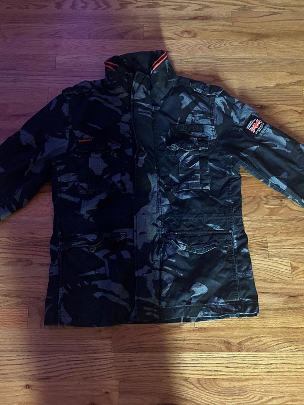 Superdry Black & Gray Camo Military Field Jacket